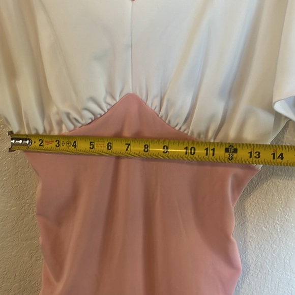 Kate Kasin Pink White Restroom Inspired Rouched Dress Size Small - Picture 6 of 7